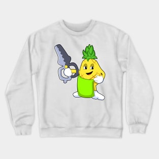 Pineapple as Hairdresser with Scissors & Razor Crewneck Sweatshirt